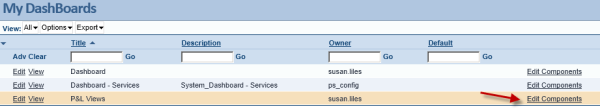 Intacct Dashboard: Edit Components