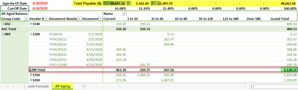 Sage 300 ERP AP Aging Report