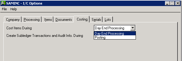 Sage 300 ERP: Day End Processing with each inventory transaction