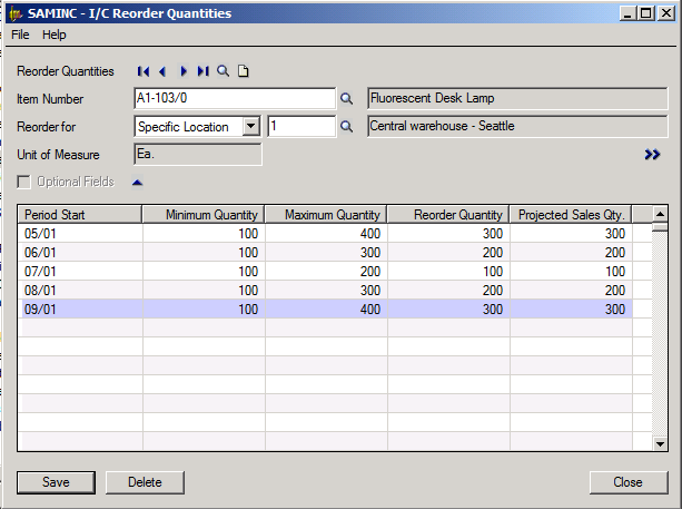 Sage 300 ERP Inventory Control Reorder Quantities