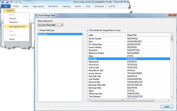 Intacct Custom Document Toolbar