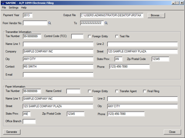 Sage 300 ERP A/P 1099 Electronic Filing