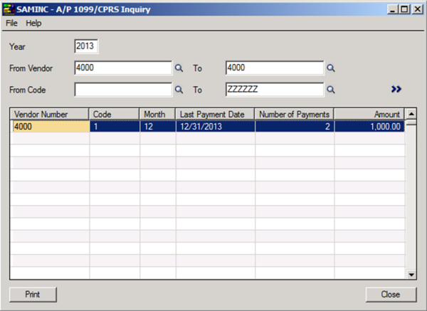 A/P 1099 CPRS Inquiry