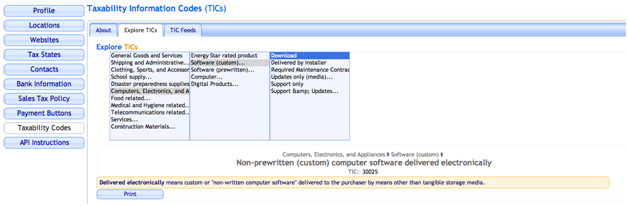 TaxabilityCodes