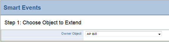 Intacct Smart Event: Owner Object = event to kick off action