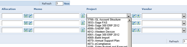 Screenshot of Dimensions Feature in Intacct